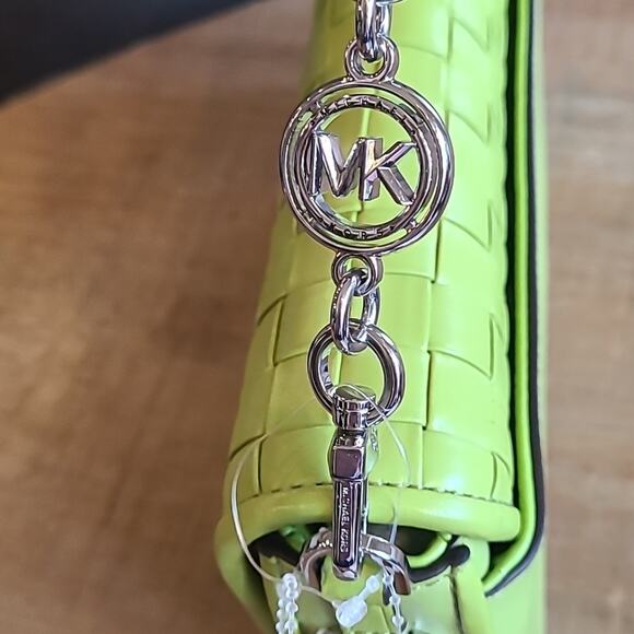 Michael Kors Bradshaw Lime Green Convertible Purse CrossBody Shoulder Woven NWOT - Picture 3 of 12
